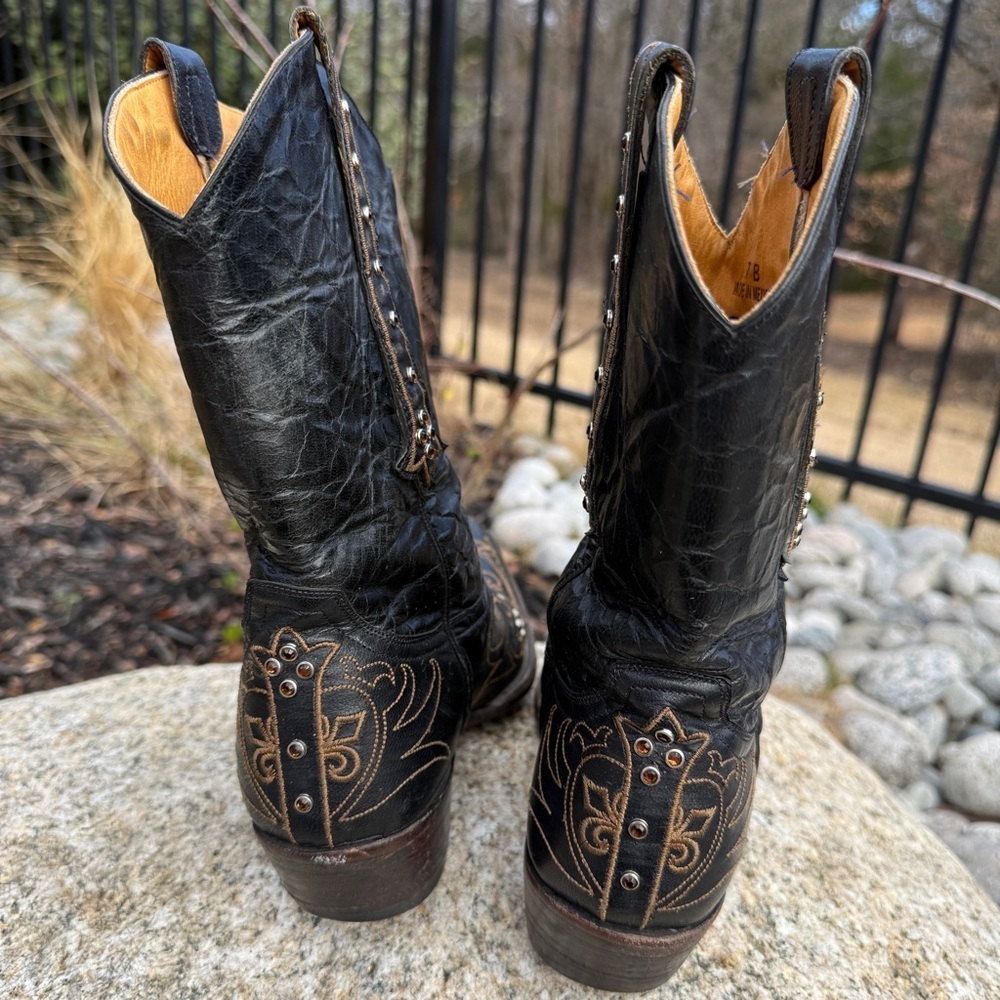 Old Gringo Milagros Western Cowboy Boots Womens Black Crystal Studs Pull Size 7B - Picture 6 of 12